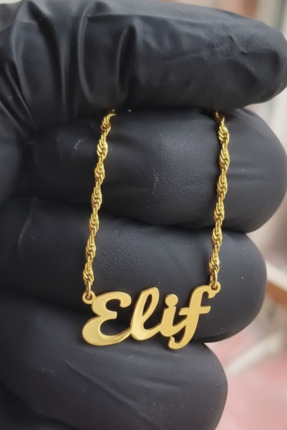 NİŞANTAŞI GÜMÜŞ 925 Ayar Gümüş Elif İsimli Altın Kaplama Kolye - Kişiselleşti...