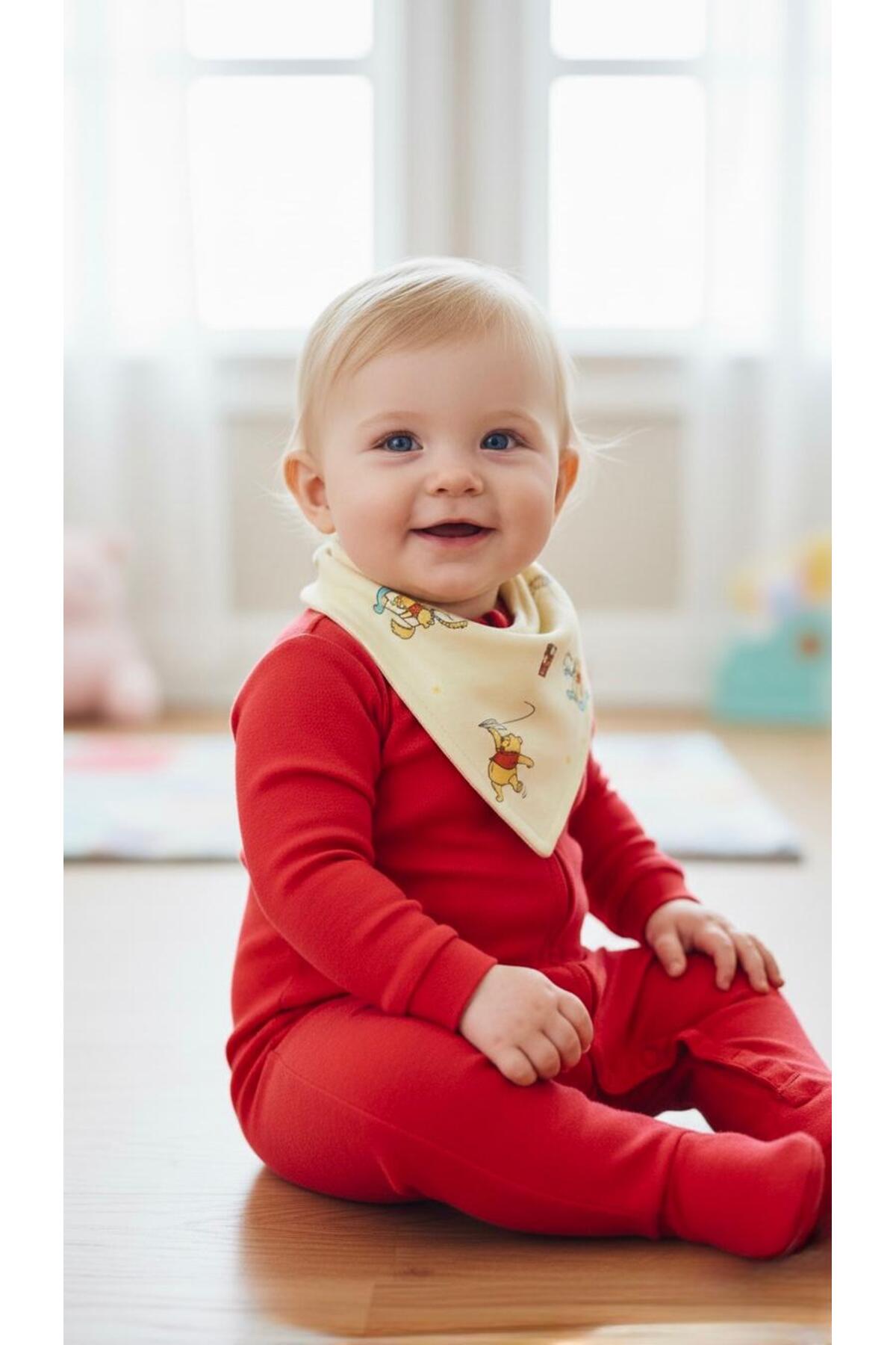 Lumos Trade Bebek %100 Pamuk Çift Katlı Sevimli Hayvanlar Fular Mama Önlüğü Salya Önlüğü Set 4 Adet fotoğrafı 4 (önizleme)