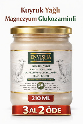 Envisha Beauty Magnezyum Glukozaminli Kuyruk Yağlı Ve Bamya Tohumlu Masaj Kre...