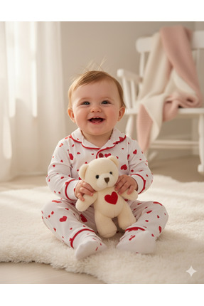 dolaş kids Kız Bebek Kırmızı Puantiyeli Kruvaze Yakalı Fitilli Şirin Gecelik ...