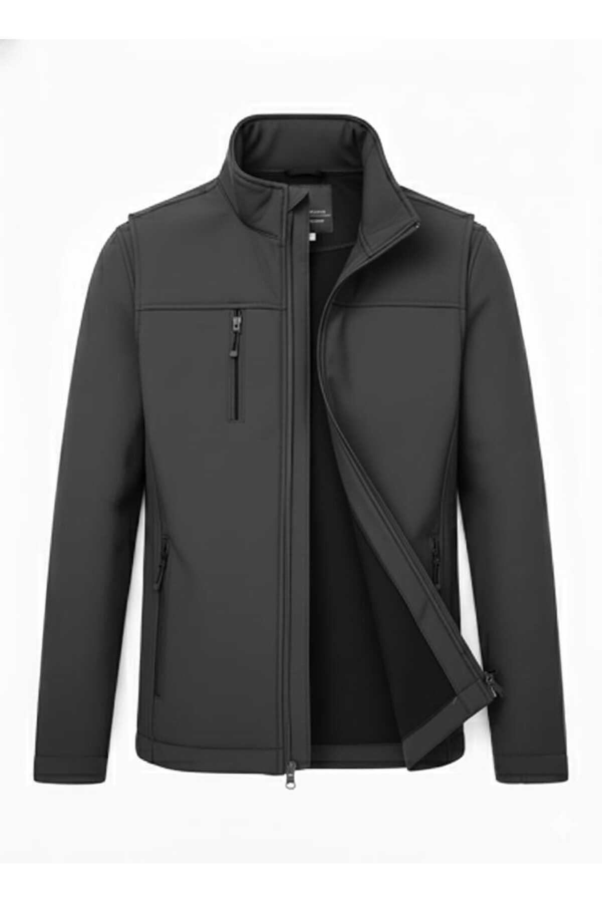 H&A İSTANBUL Erkek Softshell mont Su Ve Rüzgar Geçirmez dik yaka içi polar 3 cepli Outdoor & spor