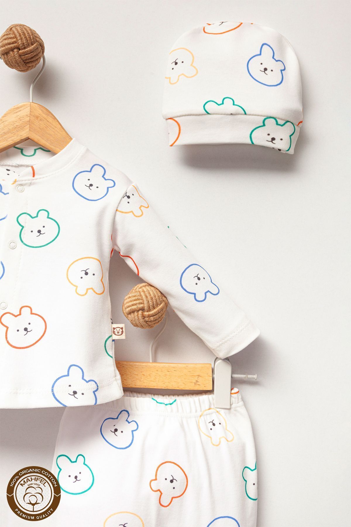 MAHFEL Renkli Ayı Silüetli 5'li Yenidoğan Bebek Hastane Çıkış Seti fotoğrafı 4 (önizleme)