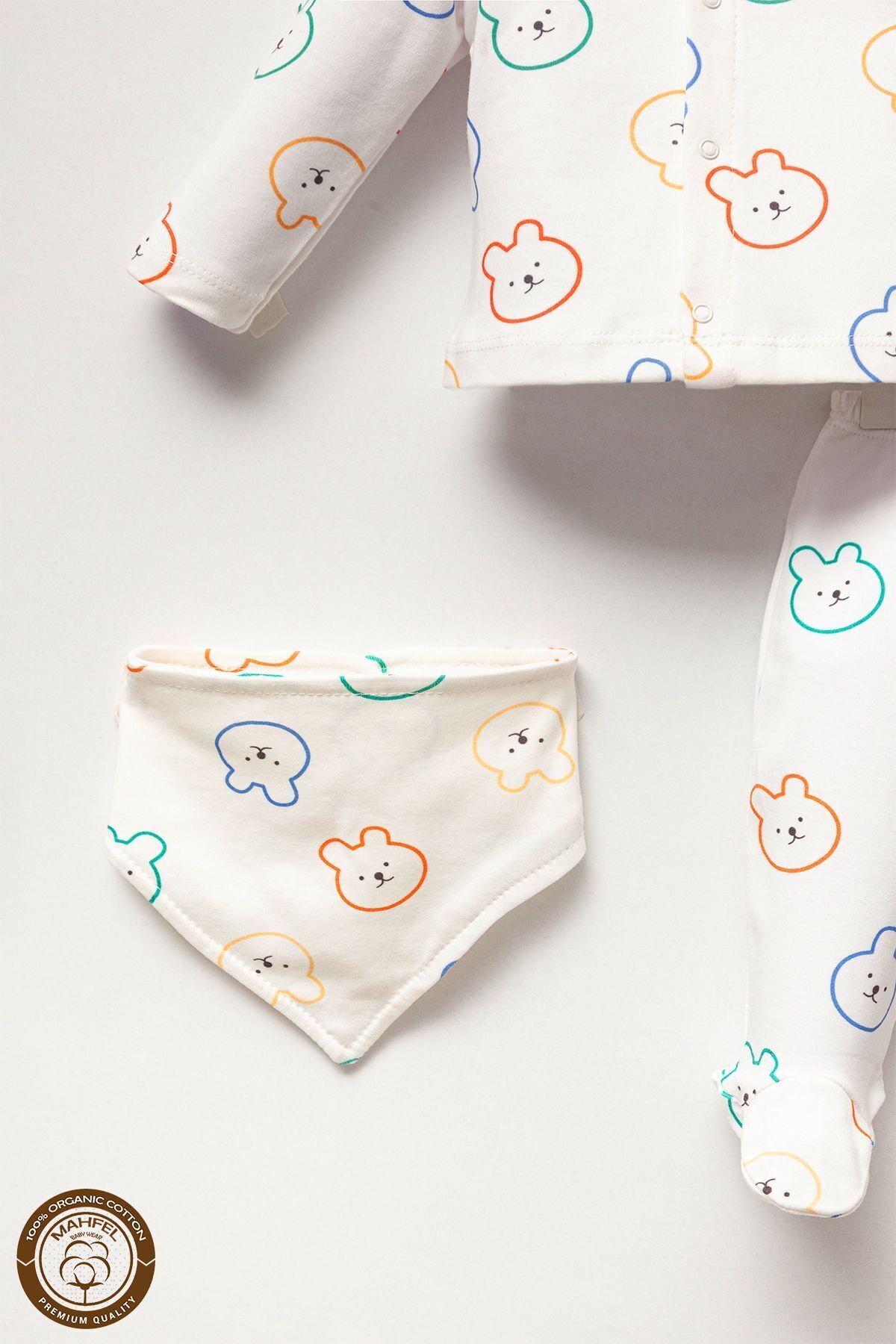 MAHFEL Renkli Ayı Silüetli 5'li Yenidoğan Bebek Hastane Çıkış Seti fotoğrafı 3 (önizleme)