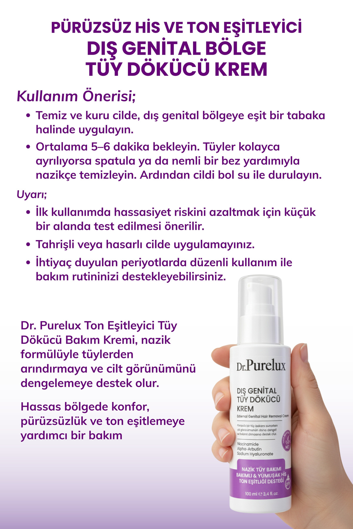 Dış Genital Bölge İçin Hassas Tüy Dökücü Krem – Pürüzsüz His ve Ton Eşitleyici 100 ml — tüy2 — تصویر 5 از 7
