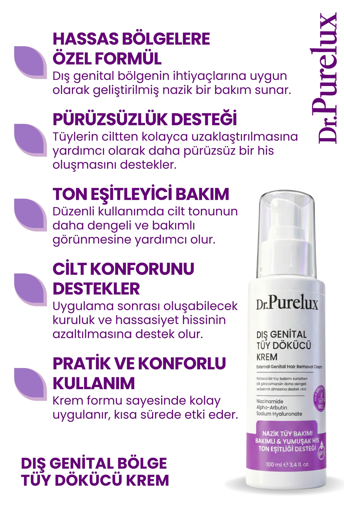 Dış Genital Bölge İçin Hassas Tüy Dökücü Krem – Pürüzsüz His ve Ton Eşitleyici 100 ml — tüy2 — تصویر 2 از 7