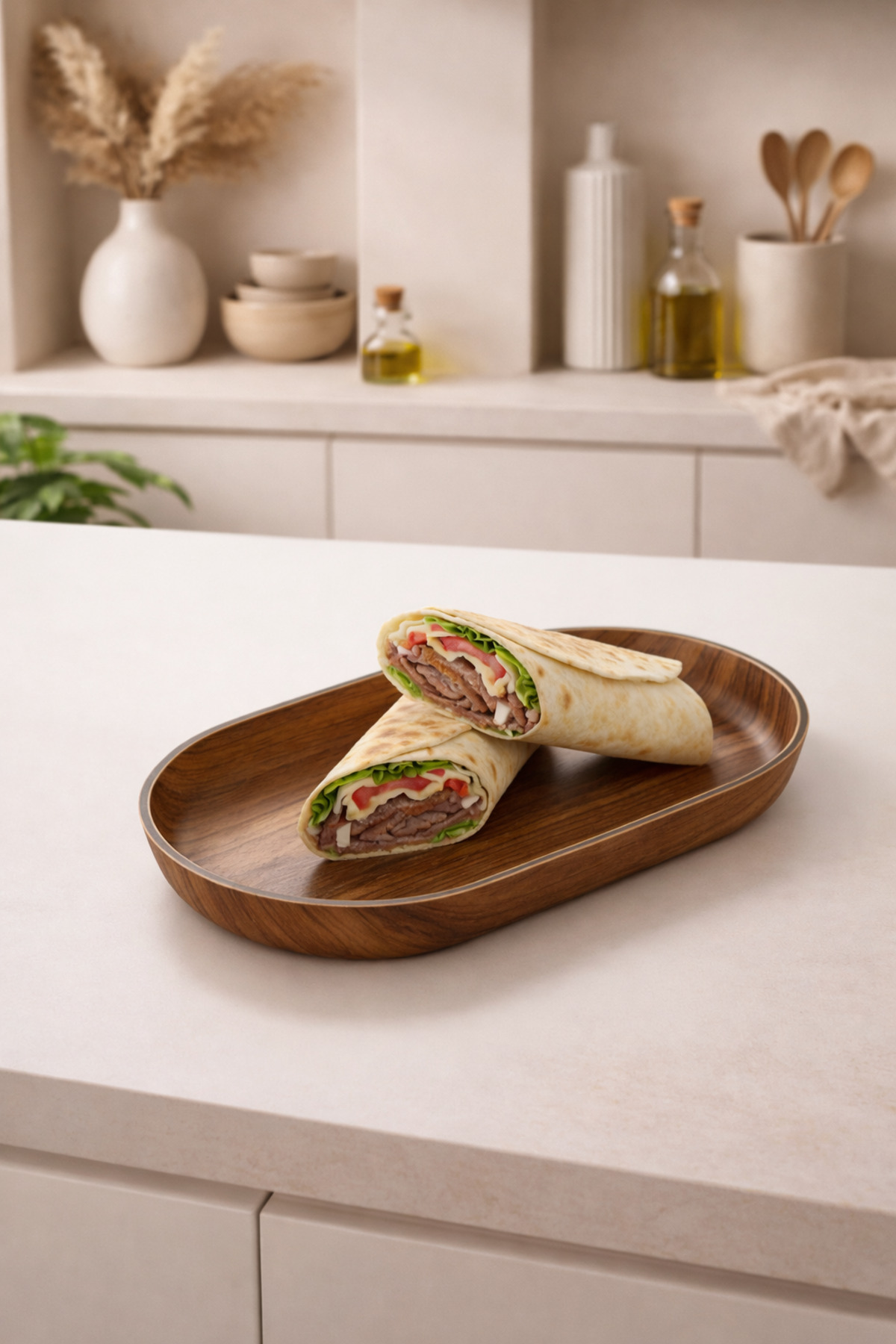 CASTEROLİ Ahşap Görünümlü Büyük Boy Oval Sunum Tabağı – 28 × 15,5