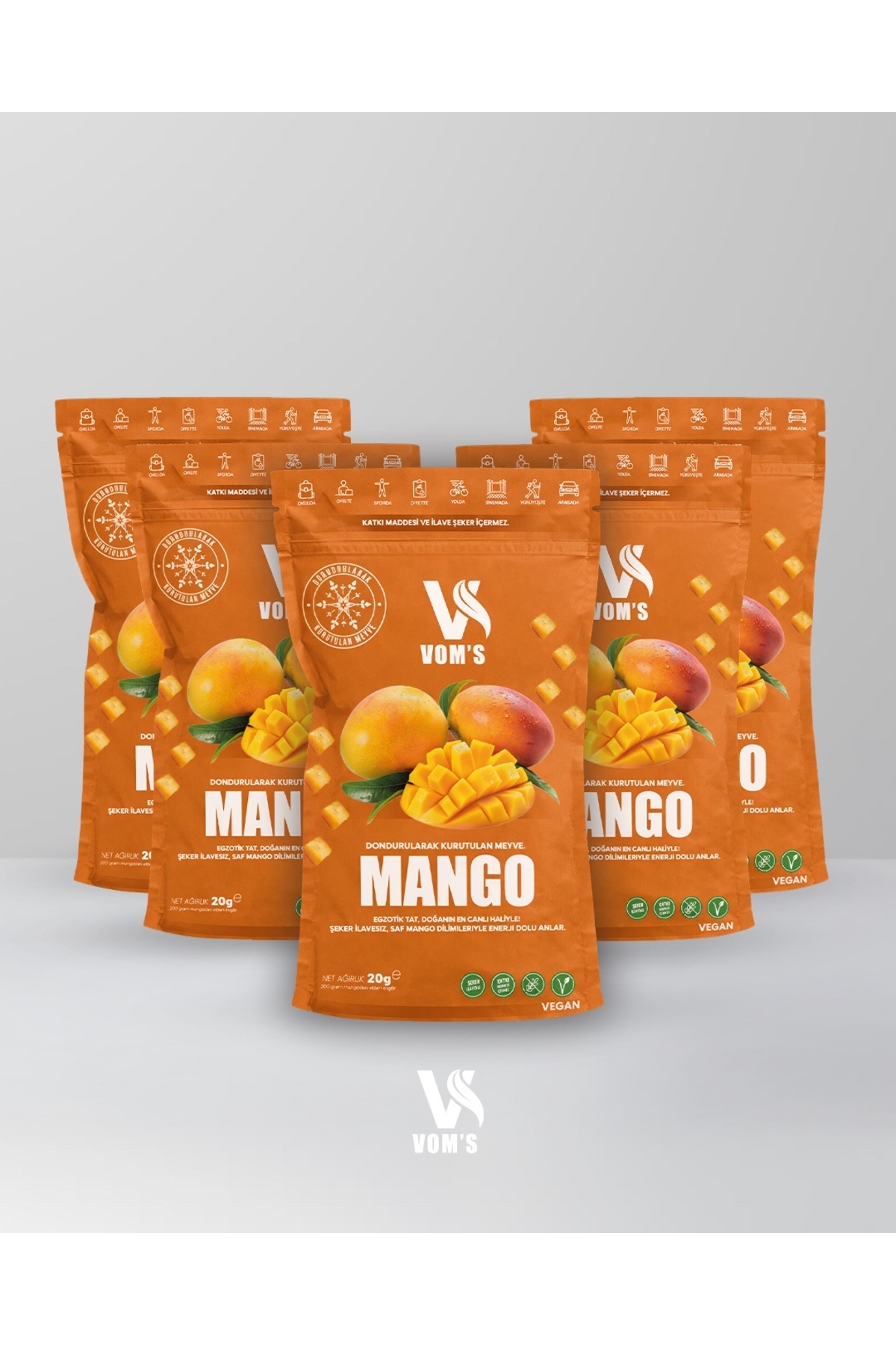 voms Dondurularak Kurutulmuş Meyve Cipsi - Freeze Dried 5'li Mango