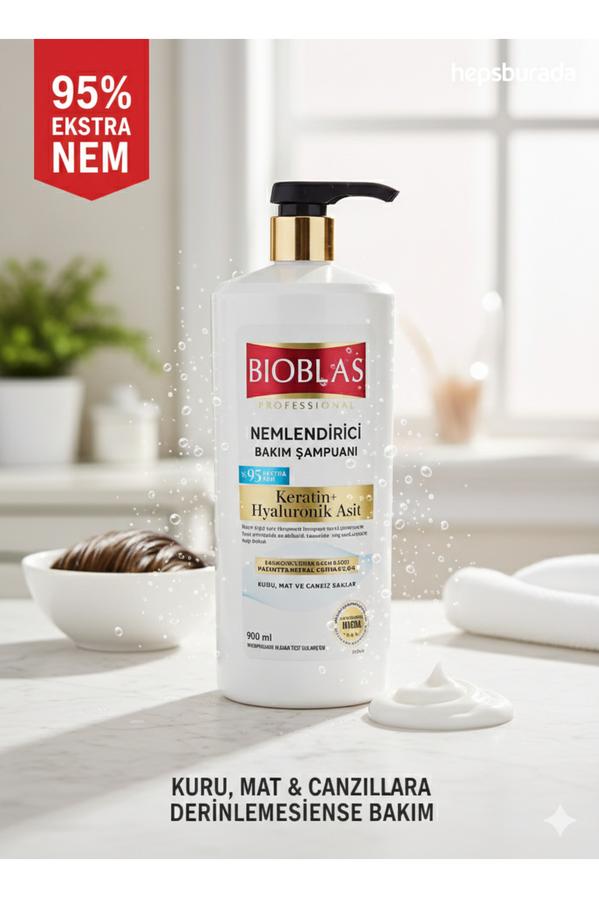 Bioblas 900 ML Dökülme Karşıtı ve Nemlendirici Bakım Keratin + Hyaluronik Asit + Herbal Complex B19 - Fiyatı, Yorumları