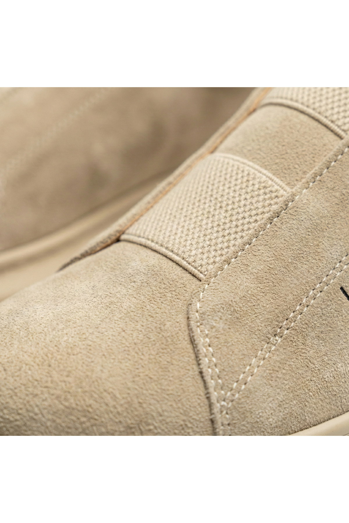 BESKAR  BA0307 Kalın Taban Süet Çift Bant Bej Erkek Günlük Ayakkabı – Ortopedik Ve Şık - Görsel 5