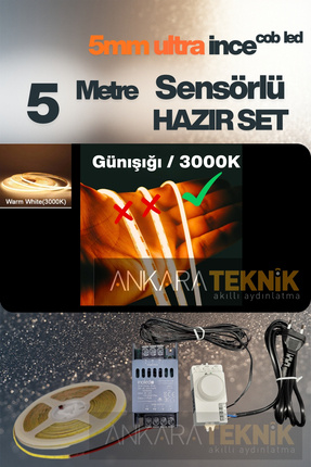 Genel Markalar Ultra Ince 5mm. Kalınlık Cob Şerit Led Neon Gibi Yanar. 1 Metr...
