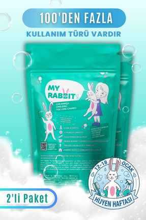 My Rabbit! Çamaşır Ve Yüzey Için Çok Amaçlı Oksijenli Toz Leke Çıkarıcı ve be...