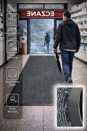 Chandler Home Sempre Koyu Gri, Kaymaz Taban, Kapı Paspası, Nem Alıcı Paspas, ...