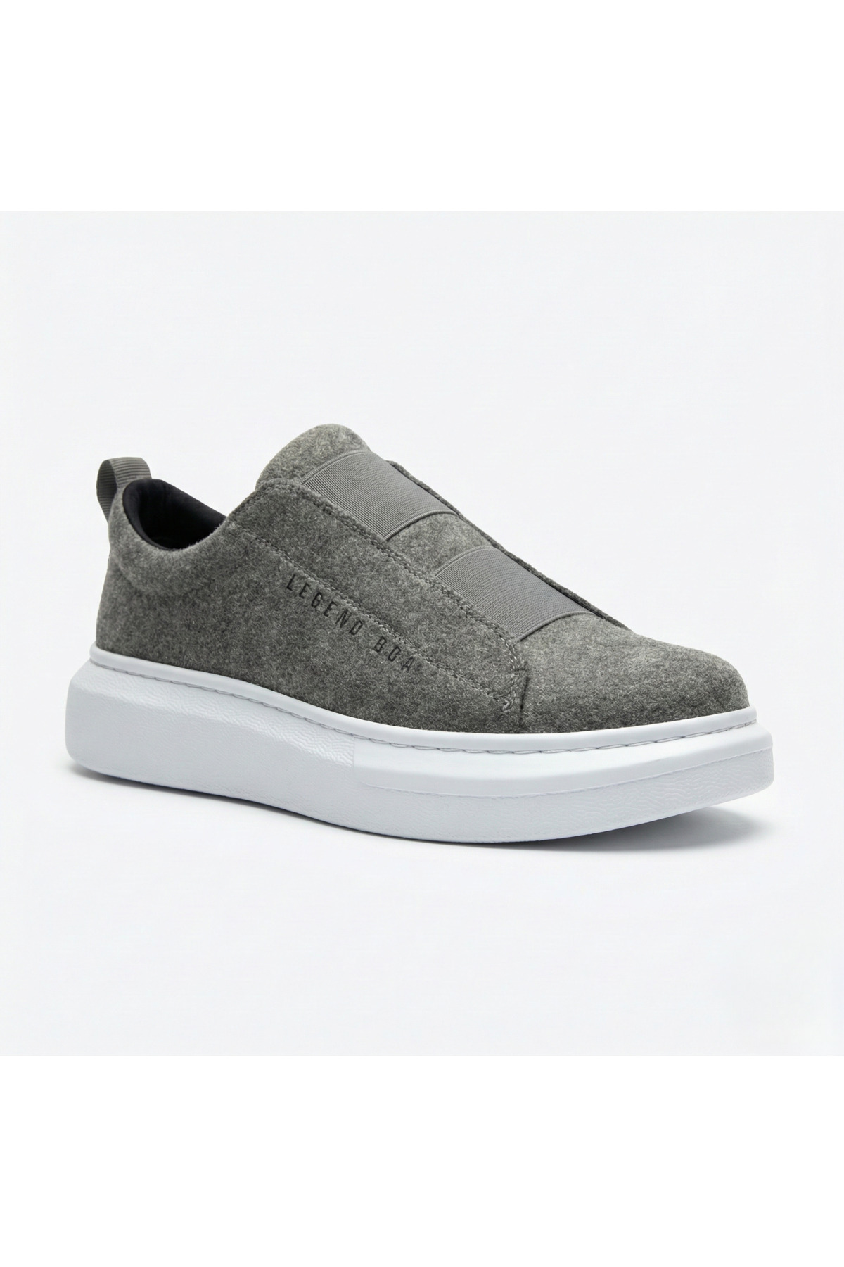 Grey Thick Suede Double Band High Sole Men's Sneaker - Comfortable Hiking Shoes BA0307