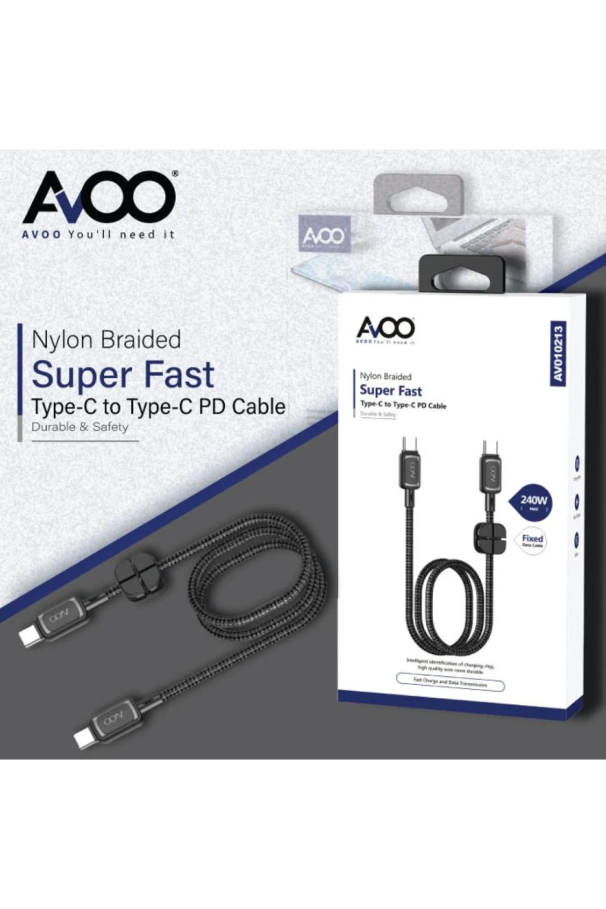 كيبل مصنوع من القماش يدعم الشحن السريع بقوة W240 ل...