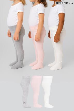 BELİNOPLUS Kız Bebek 3 lü paket fitilli Desen Aksesuarlı Külotlu çorap