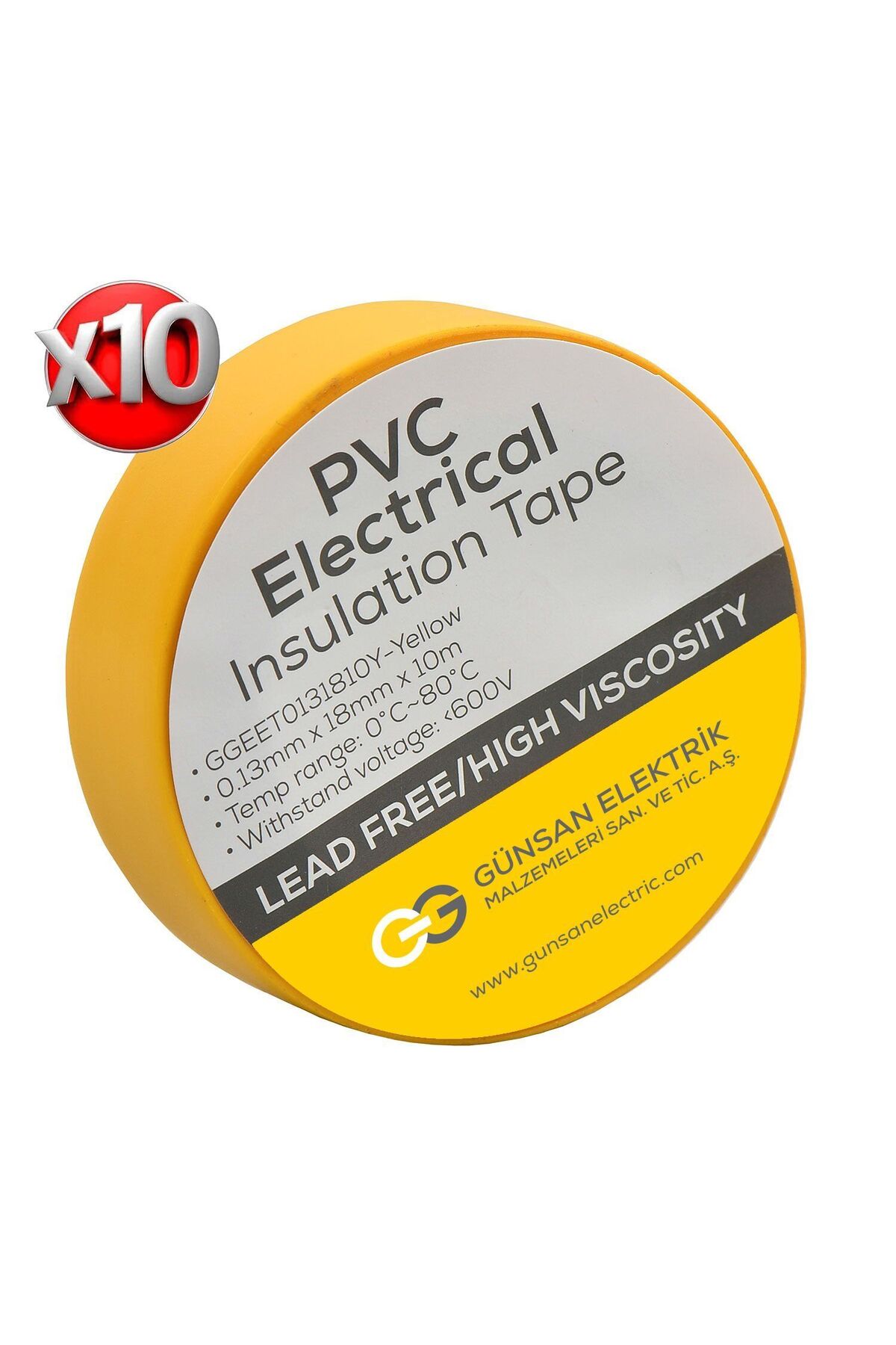 Yellow Electrical Insulation Tape 10 pcs