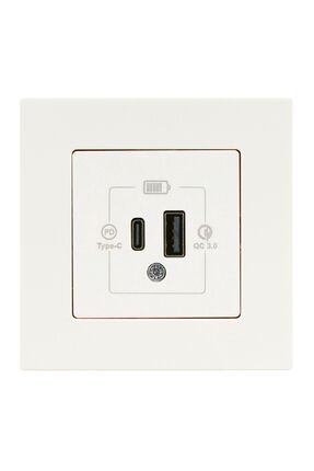 Günsan Eqona Fildişi Beyaz Şarj Prizi 20W QC3.0 PD Type-C + USB Çift Çıkışlı