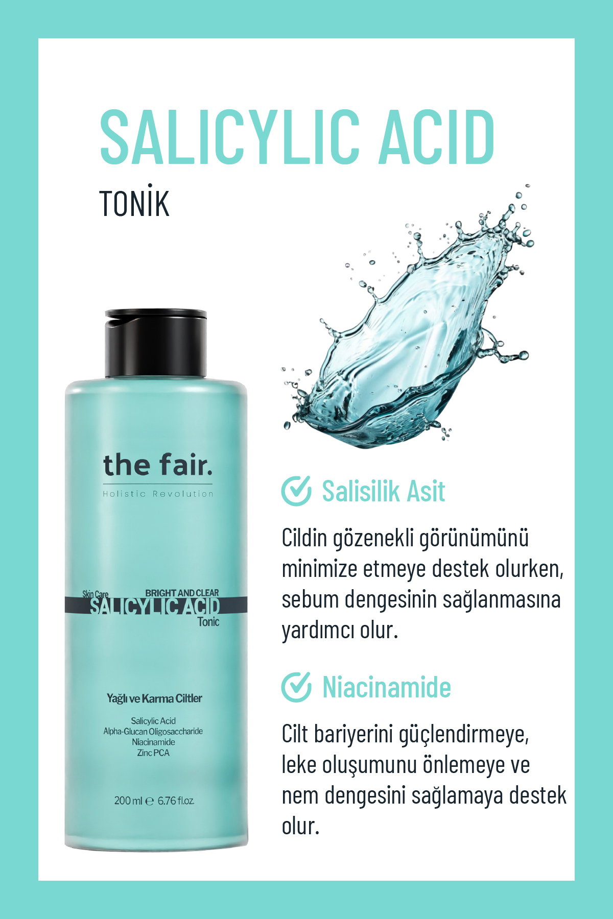 Leke Önleyici Sebum Dengesi Sağlayıcı Gözenek Bakımı Yapan Salisilik Asit Tonik 200 ml — ZZ.VV.SGT.2023/0526 — تصویر 2 از 5
