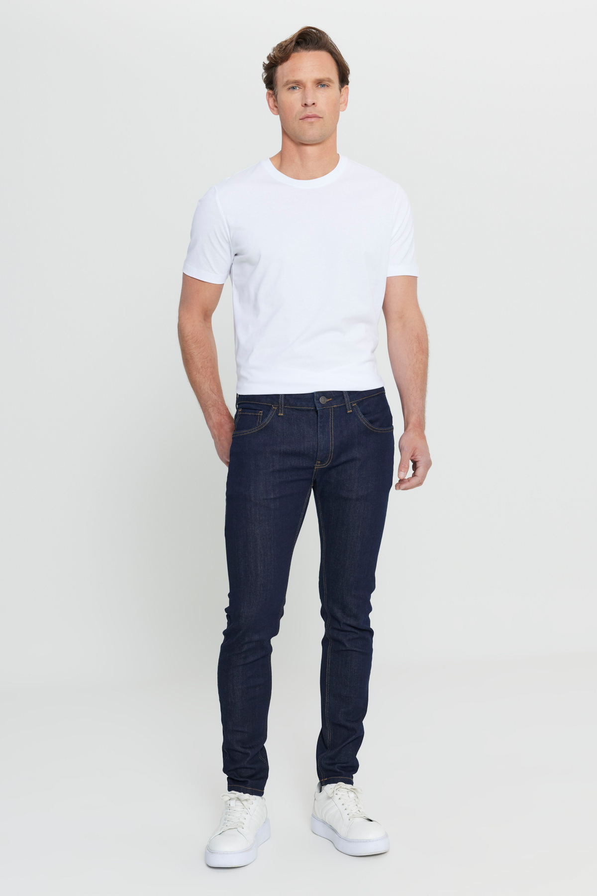 AC&Co / Altınyıldız Classics  Erkek Koyu Lacivert Ekstra Slim Fit Dar Kesim Pamuklu Esnek Rııs Jean Kot Pantolon Denim - Görsel 8