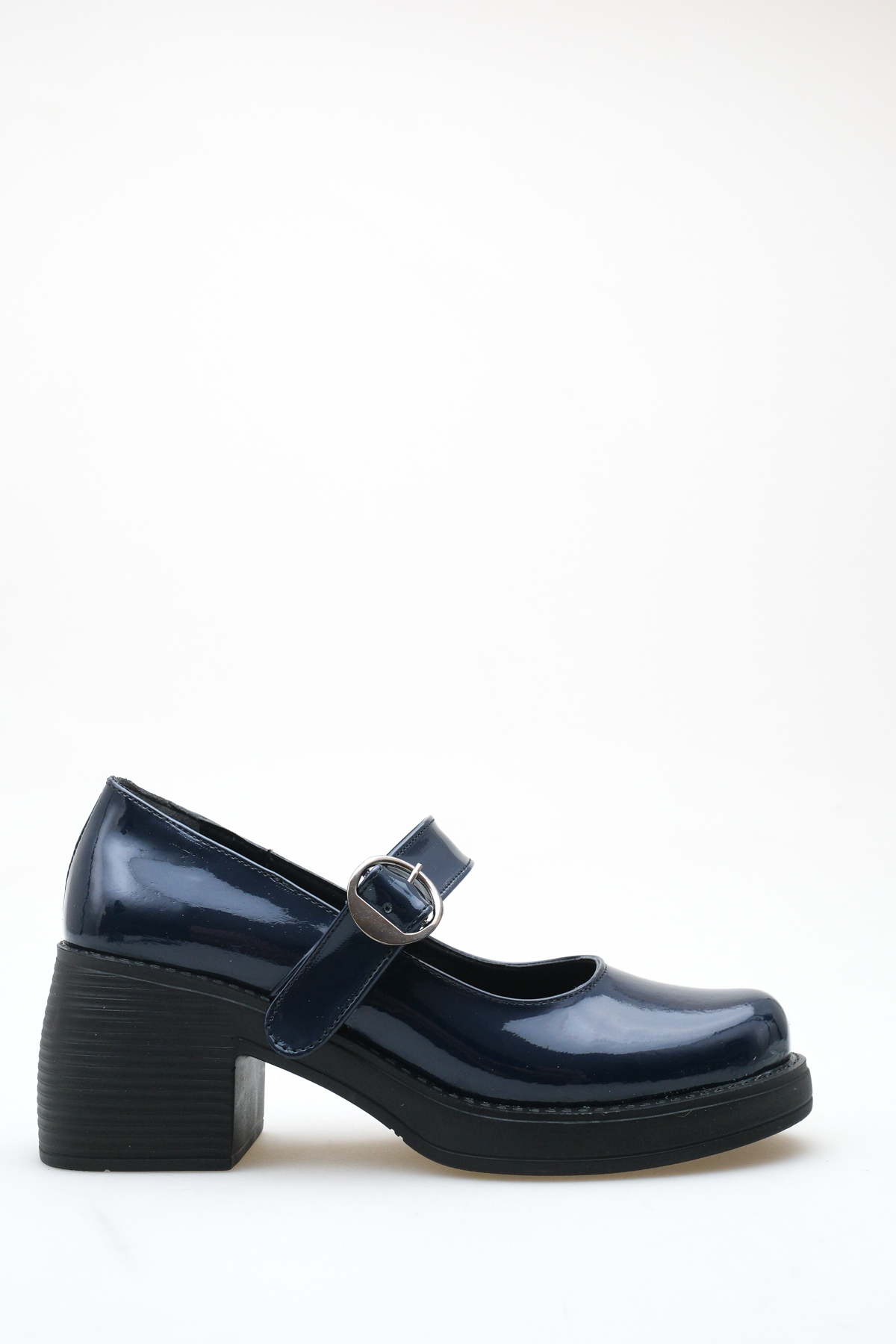 Women's Special Design Platform Heels Elegant Buckle Banded Navy Blue Spring Ballerina Loafer Shoes