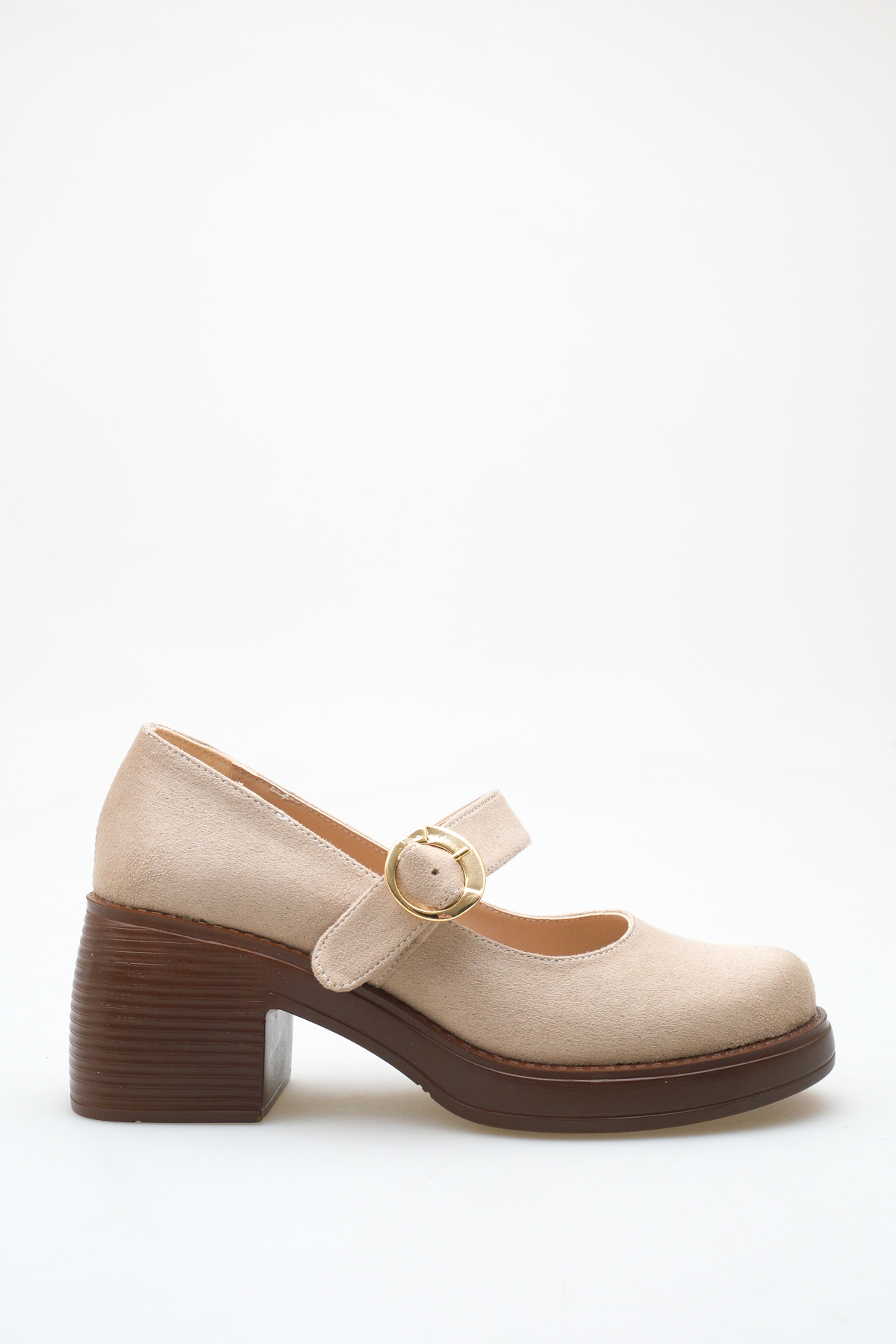 Women's Special Design Platform Heels Elegant Buckle Banded Mink Suede Ballerina Loafer Moccasin Shoes
