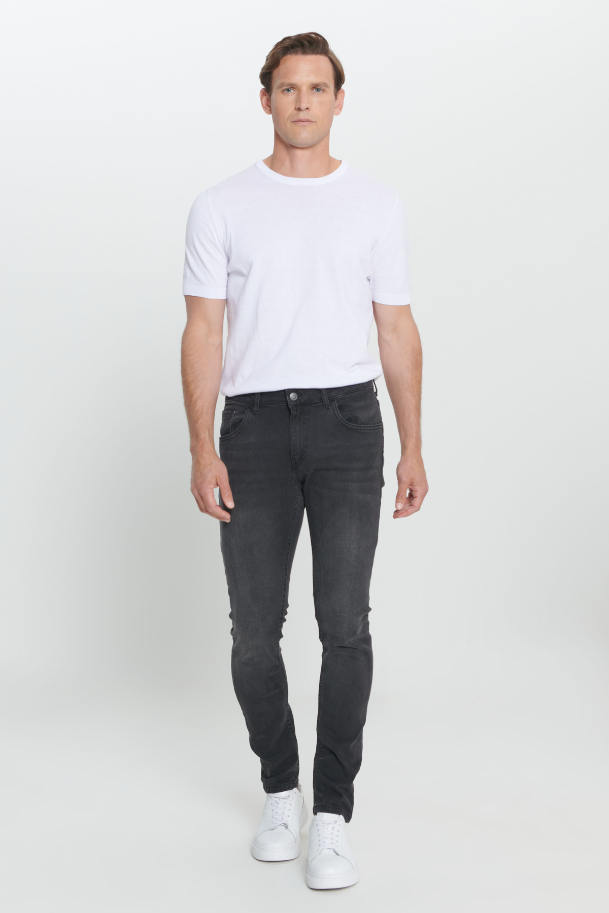 AC&Co / Altınyıldız Classics  Erkek Antrasit Diz İzi Yapmayan Pamuklu Esnek Denim Jean Kot Pantolon Ekstra Slim Fit Dar Kesim Rıss - Görsel 5