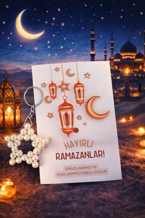  Emtory Home Hayırlı Ramazanlar -10 Adet İnci Yıldız Anahtarlık - Ramazan Hed...
