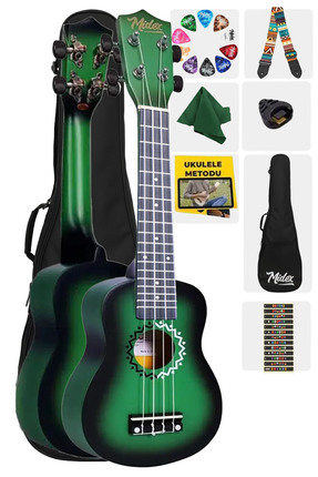 Midex UKX-600GR Sunburs Efektli Maun Concert Ukulele Full Set