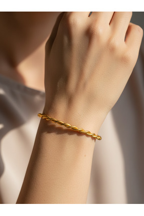 DlaraJewelry Kadın Burgu Bilezik 22K Altın Kaplama – Şık Gold Bileklik