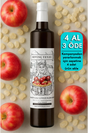 Organik Teyze Sevinç Teyze Sandaloz Sakızlı Elma Sirkesi 500ml ( Natural Ferm...