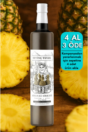 Organik Teyze Sevinç Teyze Doğal Fermantasyon Ananas Sirkesi, Pineapple Vineg...