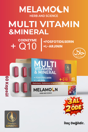 Melamoon Multivitamin , Tam Destek , Multimineral & Coenzim(KOENZİM) Q10 Kaps...