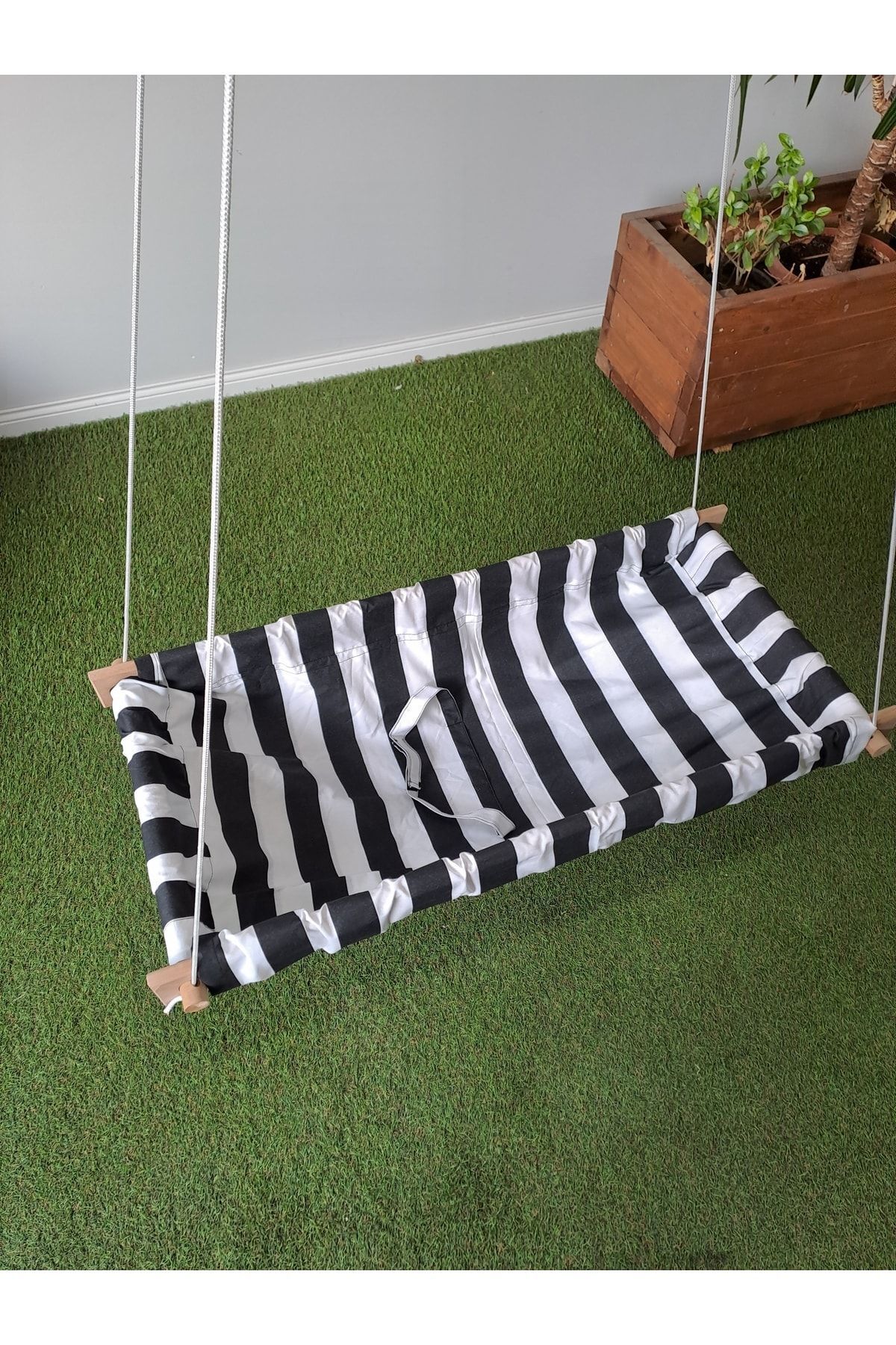 Svava Çizgili Ahşap Yaylı Hoppala Zıp Zıp Hamak, Bebek Salıncak Hamak fotoğrafı 2 (önizleme)