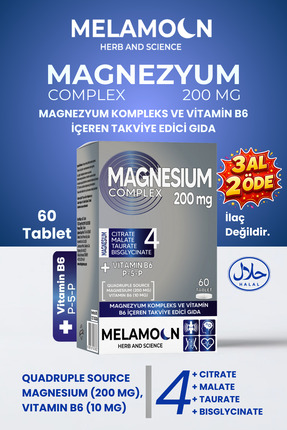 Melamoon Magnezyum Kompleks Ve Vitamin B6 (p-5-p) (bisglisinat,malat,taurat,s...