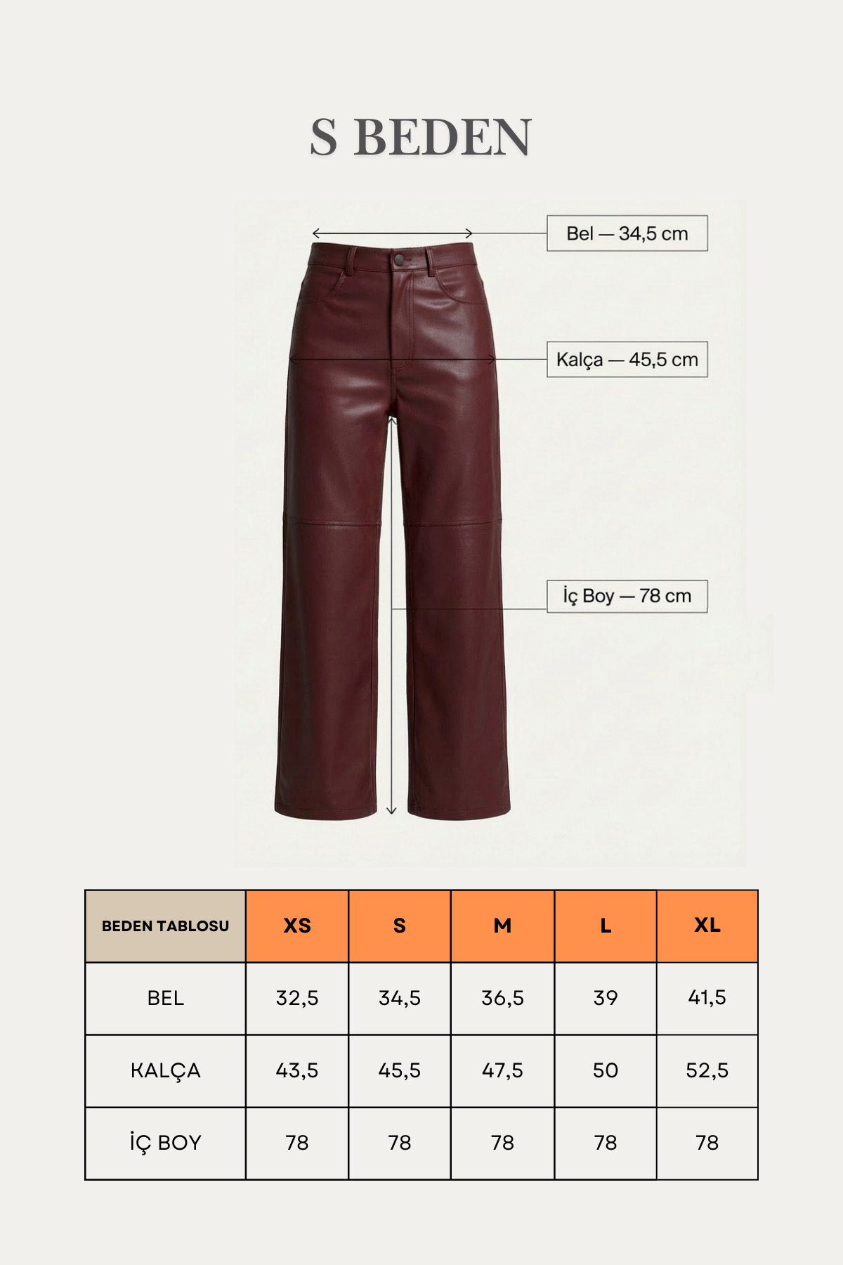 Grenj Fashion Bordo Relaxed Boru Paça Dikiş Detaylı Deri Pantolon görsel 8