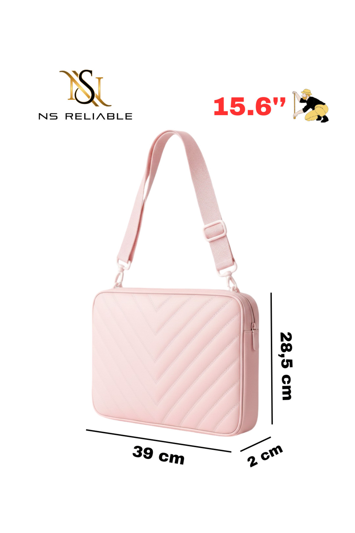 NS reliable  TAM AÇILABİLİR Pembe Suni Deri Laptop Kılıfı ve MacBook Çantası 11 /13.6/15.6 inç M2/M3 Uyumlu Kılıf - Görsel 8