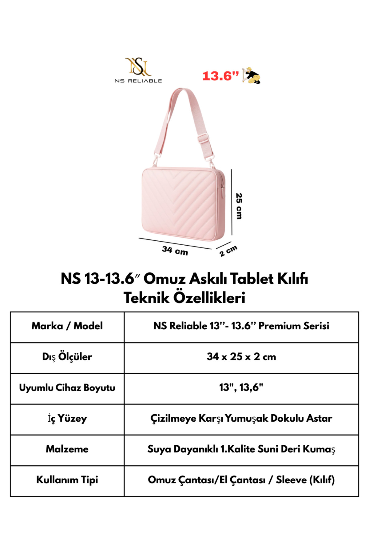 NS reliable  TAM AÇILABİLİR Pembe Suni Deri Laptop Kılıfı ve MacBook Çantası 11 /13.6/15.6 inç M2/M3 Uyumlu Kılıf - Görsel 5