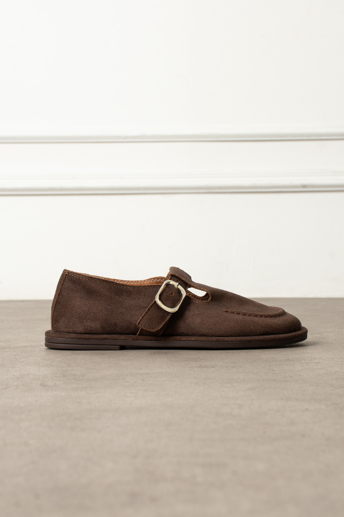 Zintra  Kadın Süet Tokalı Babet Vizon Renk Önü Kapalı Günlük Ayakkabı Rahat Konforlu - Görsel 4