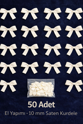 Ak Tuhafiye Ekru- Açık Krem Fiyonk Saten Kurdele – 10 mm Süsleme, Nikah Şeker...