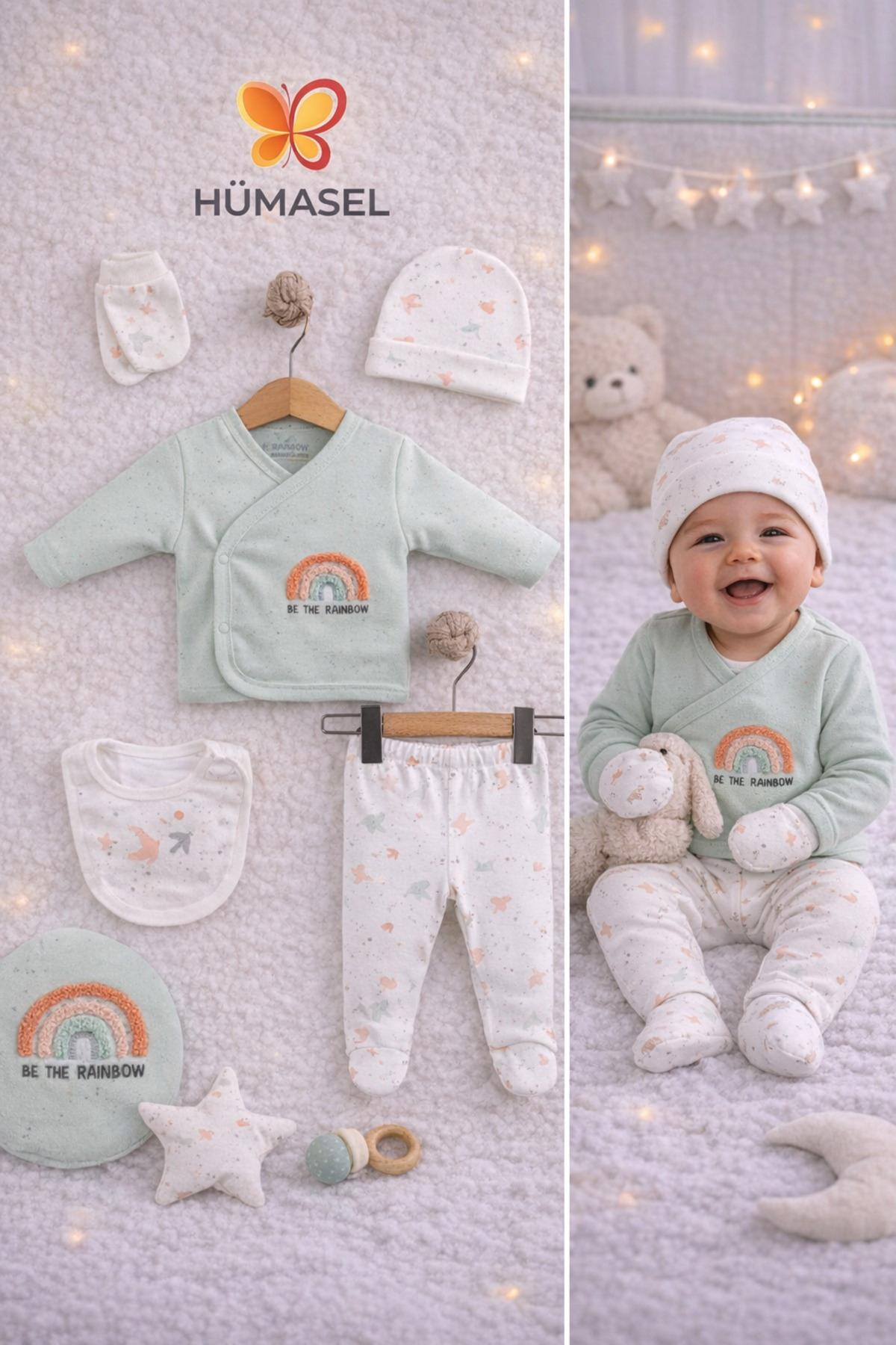 Little Life Kız Bebek Yenidoğan 5'li Askı Hastane Çıkışı Çıtçıtlı Bisiklet Yaka Uzun Kol Mint fotoğrafı 2 (önizleme)