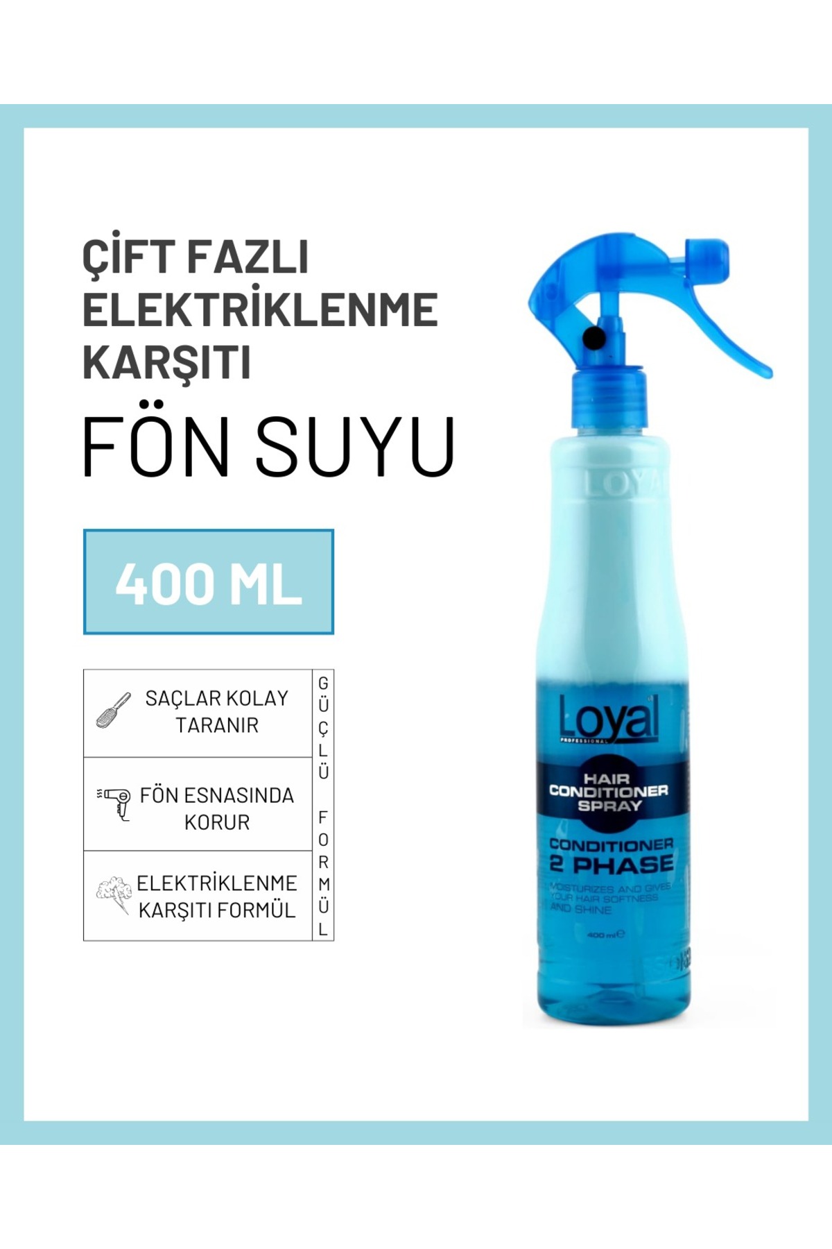 Isı Koruyucu Fön Suyu Çift Fazlı Elektriklenme Karşıtı Saç Spreyi Mavi — LYLFN01 — تصویر 3 از 6