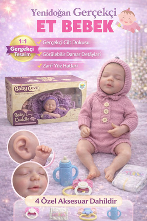 kosetoys Kız Bebek oyuncağı Gerçekci hareketli silikon bebek( Pembe Örgü Tulu...