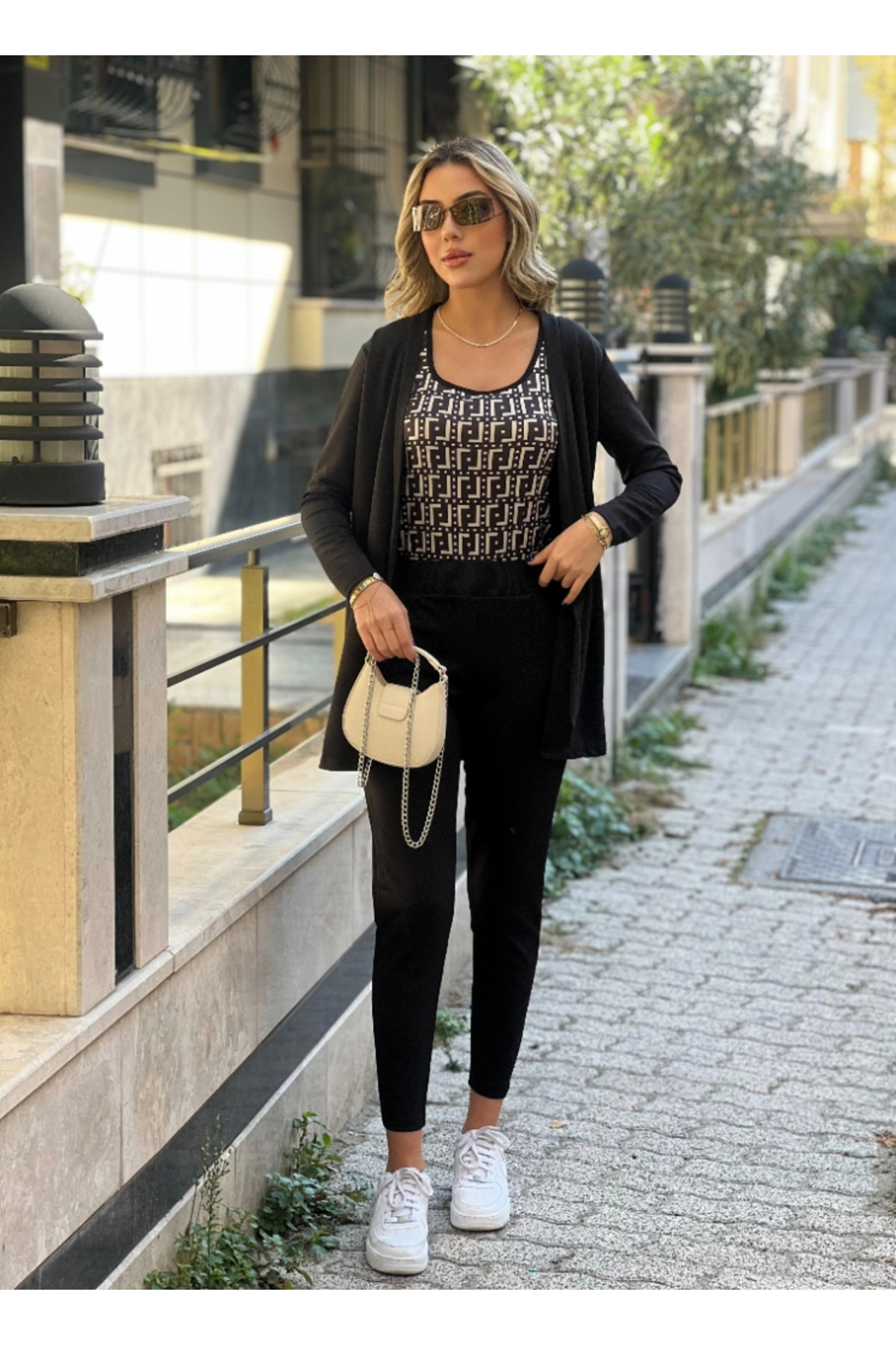 Kadın Uzun Kollu Krep üçlü Takım