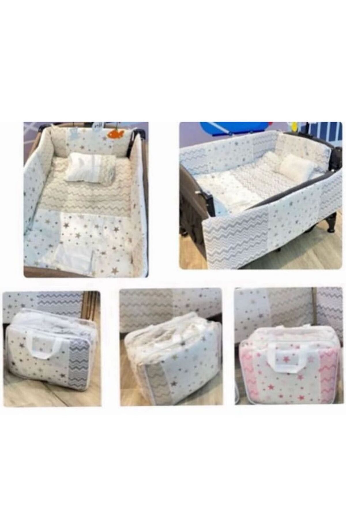 TURHANBEBE 30Parça Bebek Çeyiz Seti Bebek Arabası Puset Beşik Ana Kucağı Bebek Bakım Çantası 7'Li Tekstil Seti fotoğrafı 6 (önizleme)