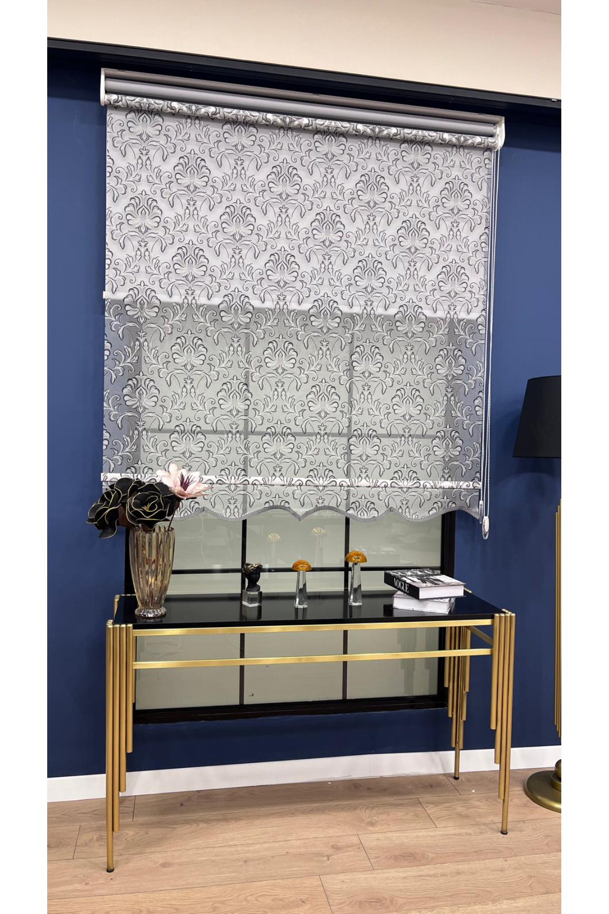Eymens Eym2016 Double Mechanism Tulle and Roller Blind Grey (sunshade Grey)