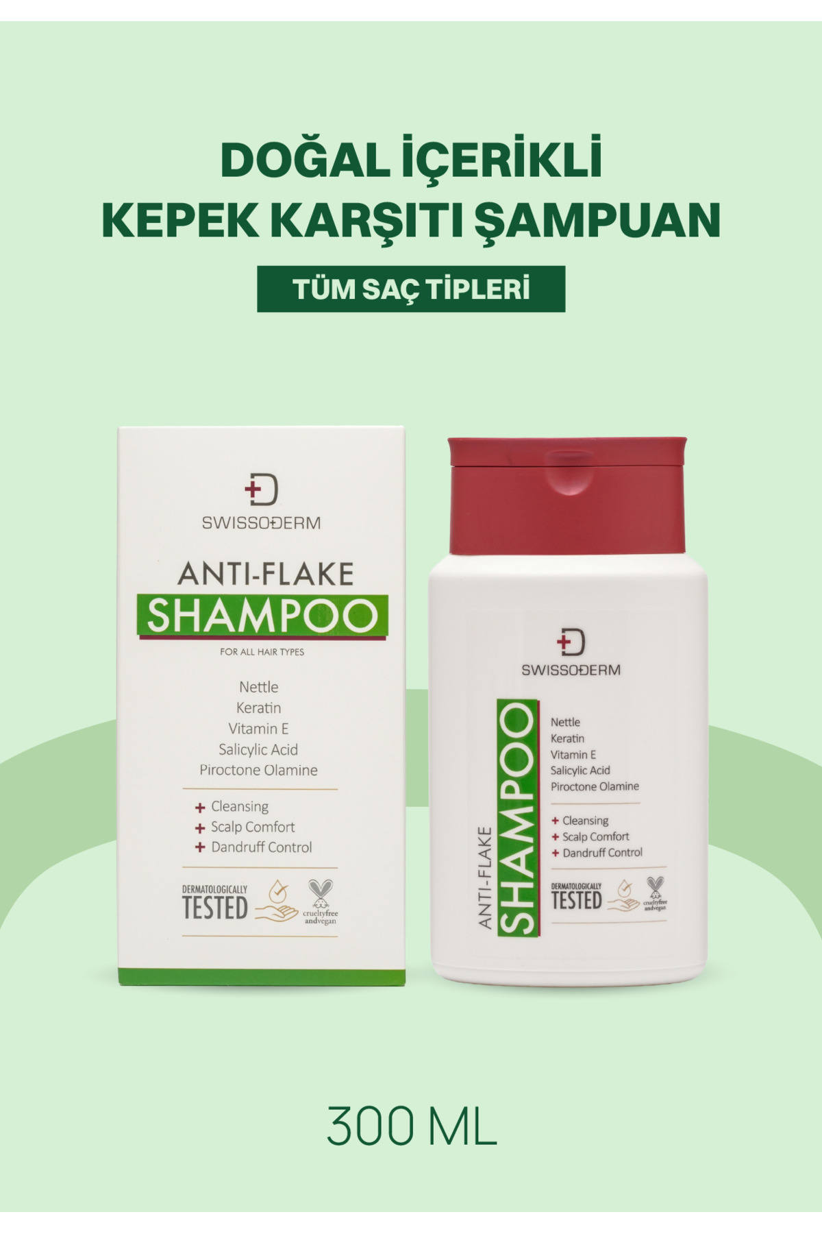 Swissoderm Kepek ve Pullanma Karşıtı Şampuan Tüm Saç Tipleri İçin Nemlendirici ve Onarıcı Bakım 300ml — K-SWS-3767