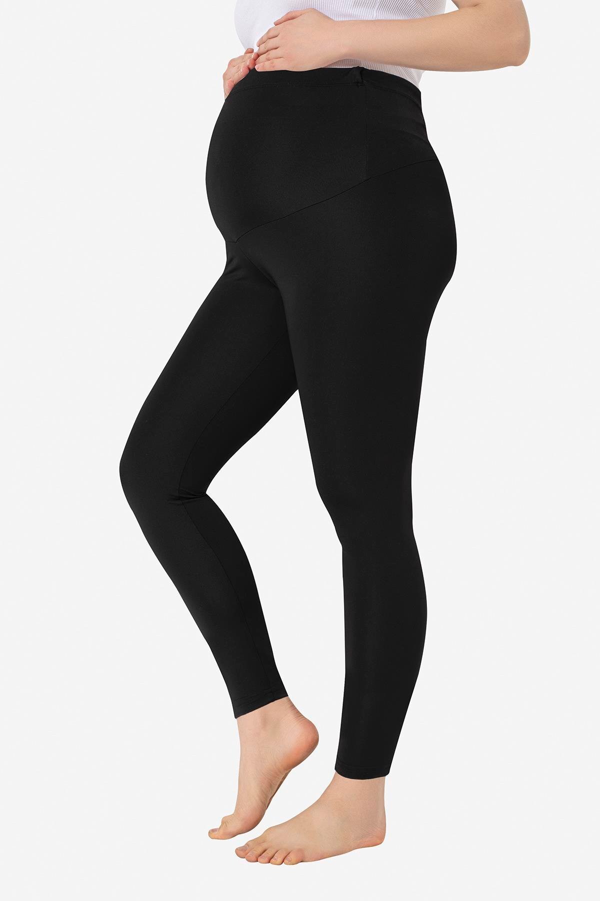 Arma Yıldız Beli Ayarlanabilir Siyah Esnek Yüksek Bel Hamile Tayt fotoğrafı 5 (önizleme)