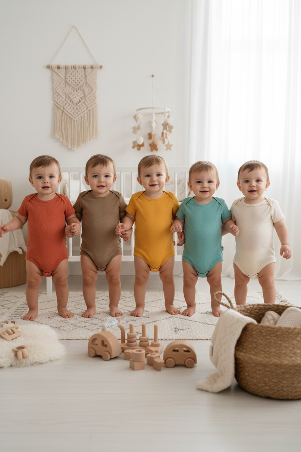 MAHFEL 5'li Organik Baskısız Kısa Kollu Bebek Body Zıbın fotoğrafı 2 (önizleme)