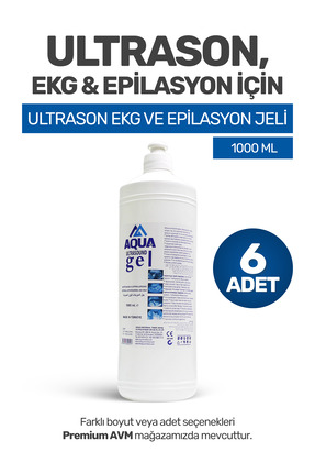 aquamed (6 ADET) Aqua Ultrason EKG ve Epilasyon Jeli 1000 ml – Cilt Dostu, Ko...
