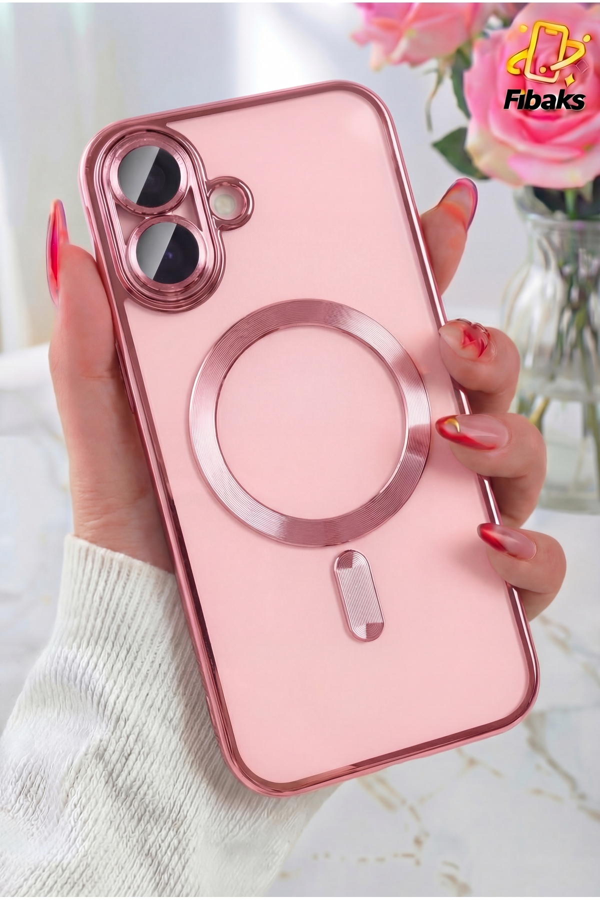 iPhone 16 Plus Case Camera Magsafe Charging Lock with Lens Protection Transparent Color Soft Cover Pink